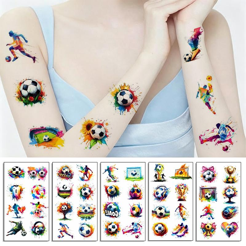 10/20/30Sheets Temporary Tattoos for Football Soccer Fan Fake Tattoo Sticker Waterproof Tattoo Sticker Sleeves Man Women