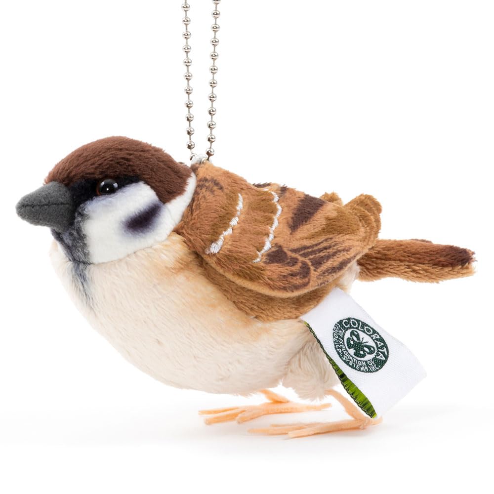 

Плюшевый талисман ВОРОБЕЙ COLORATA (Реалистичная птица с цепью) Милый брелок-кукла в виде дикой птицы в подарок (Дважды проверено) Рождественский подарок