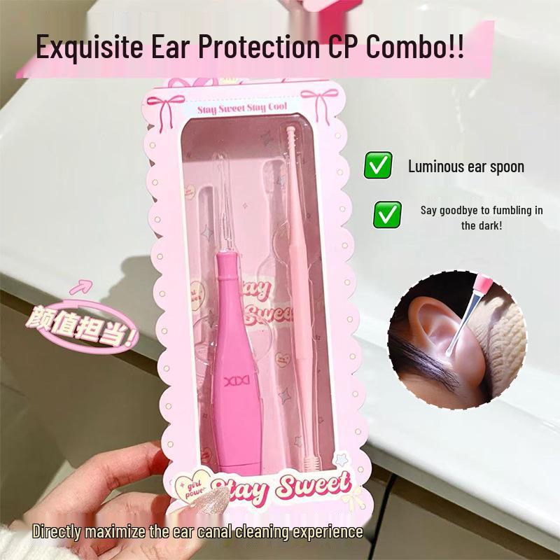 Xixi Luminous 2-Piece Ear Pick Set with Light - Spiral Ear Cleaning Tool