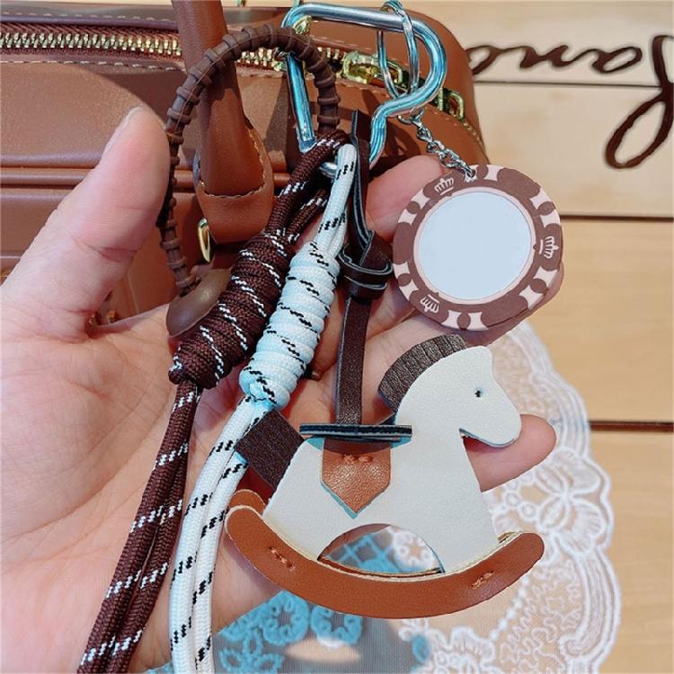 Stylish Leather Horse Pendant Keychain Braided Rope Bag Charm Keychain Bags Decoration For Phone And Bag Use