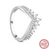 925 Sterling Silver Rings Feather Heart Pavé Sparkling CZ Round Lucky Rings for Women Charms Jewelry
