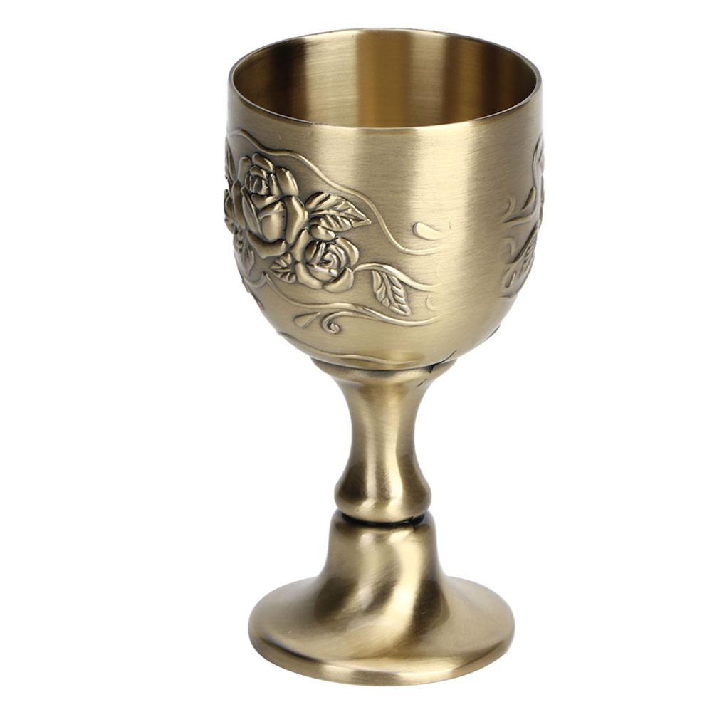 Flower Embossed Vintage Wine Cup Metal Chalice Cup Goblets & Chalices Communion Cups Church Use
