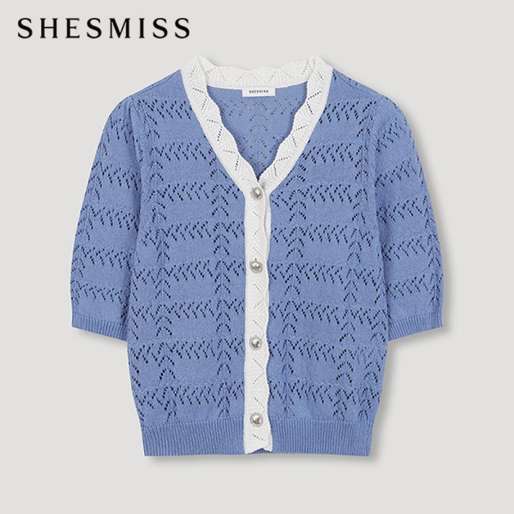 

She S miSS Woven See Through Knit Cardigan SSkcdn21030 Bl Blue/55