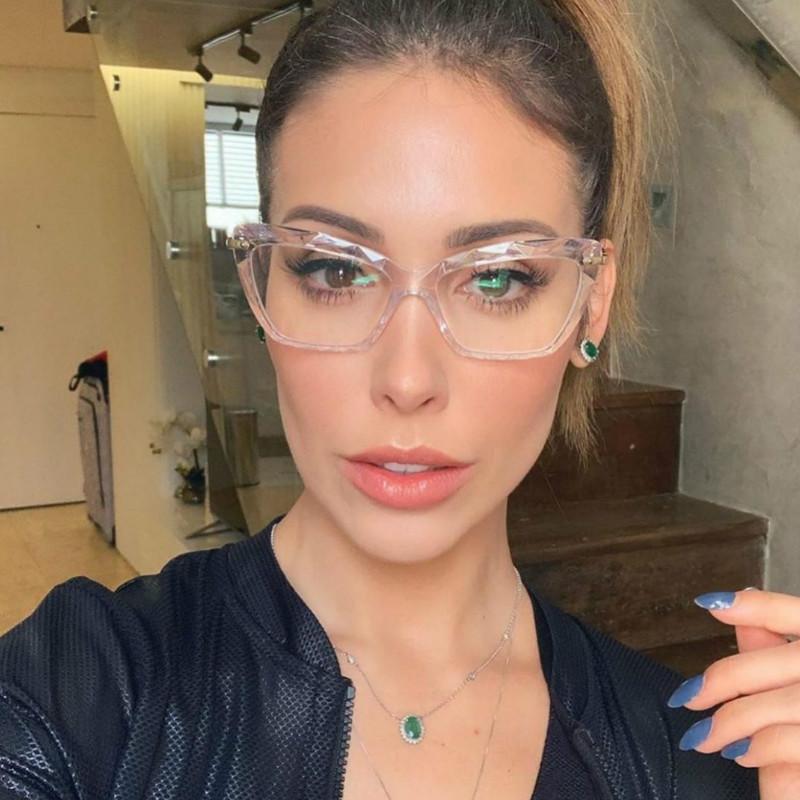 Montatura per occhiali vintage cat-eye da donna Montatura per occhiali ottici retrò Montatura per occhiali scolpita Occhiali finti trasparenti Oculos