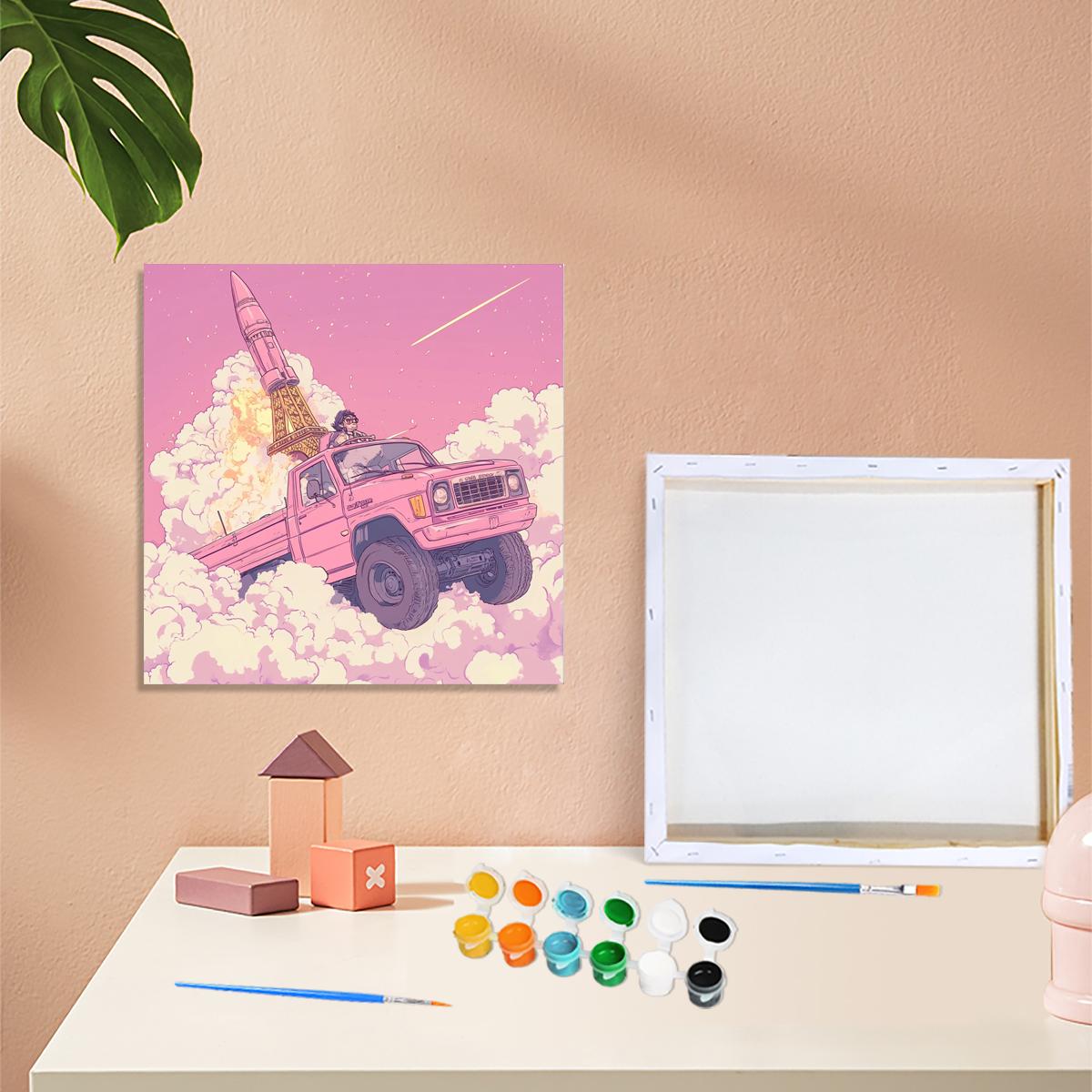 

RUOPOTY Раскраска по номерам в рамке для взрослых Машина своими руками Искусство и ремесла Раскраска по номерам для начинающих Набор для акриловой живописи Поделки своими руками 20x20cm with frame