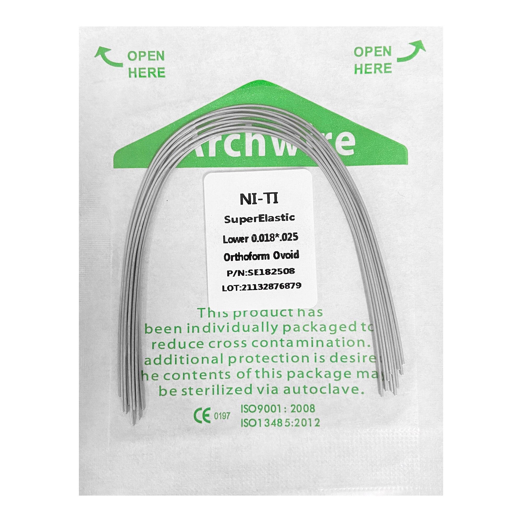 

10 шт./упак. ортодонтические стоматологические суперэластичные овоидные нити круглые/прямоугольные арочные проволоки стоматологические нити арочные проволоки Ovoid 18x25 Lower