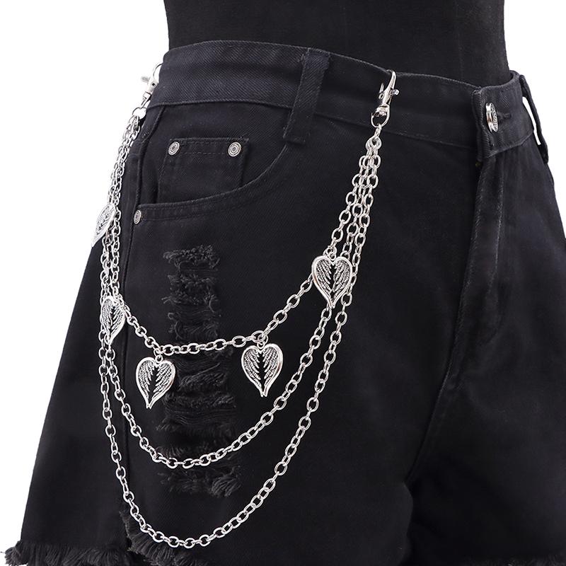 שרשרת מותן היפ-הופ פאנק רחוב לנשים גברים גותי שרשרת מותן למכנסיים רב-שכבתית שרשרת מכנסיים רב-תכליתית שרשרת מותן למכנסיים ג'ינס