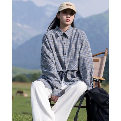 Καρό μακρυμάνικο πουκάμισο 2024 Ιαπωνικό στιλ Χονγκ Κονγκ Φαρδύ πουκάμισο για αγόρια Καλοκαιρινό μοντέρνο ευέλικτο casual παλτό