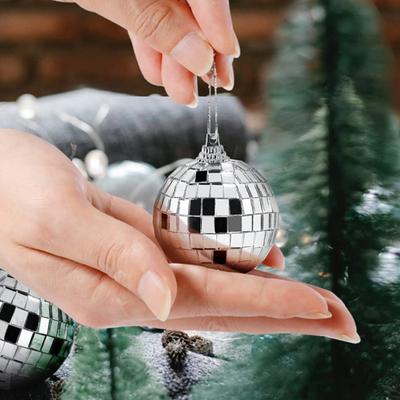 Silver Mirror Disco Ball Ornaments Reflective Hanging Disco Ball Decorations for 70s Retro Party Christmas Birthdays Supplies