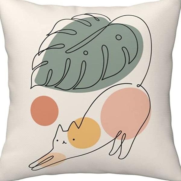 Kitten Gift Pillowcase Cute Pet Printed Linen Pillow Cushion Cover Bedside Living Room