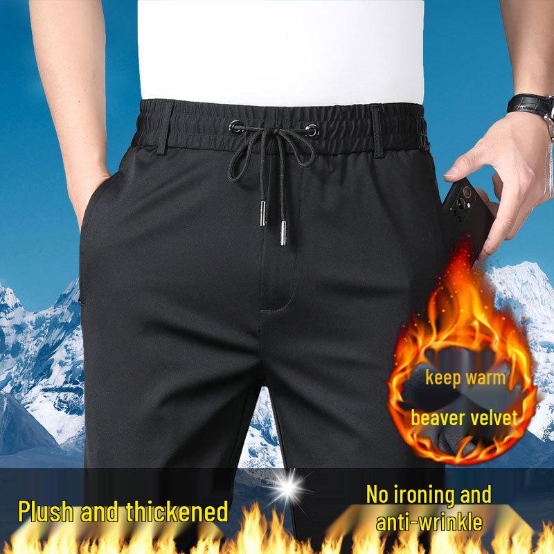 

Мужские эластичные толстые повседневные спортивные штаны - Осень/Зима, свободного прямого кроя с эластичной талией, высокой посадкой и идеально подходящие для комфорта в среднем возрасте. 8XL