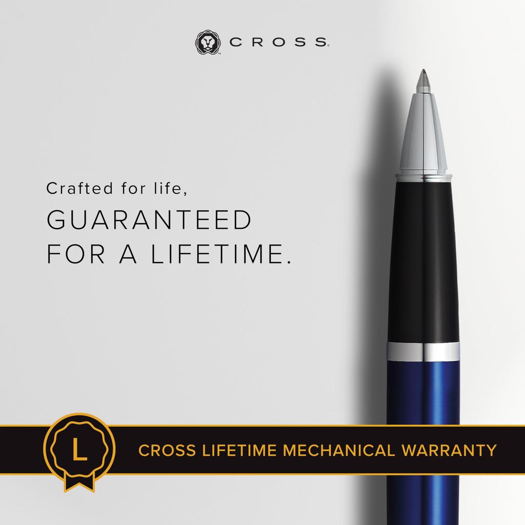 Cross Bailey Selectip Roller Ballpoint Blue Glossy Appointment Pen, Lacquer, Chrome,