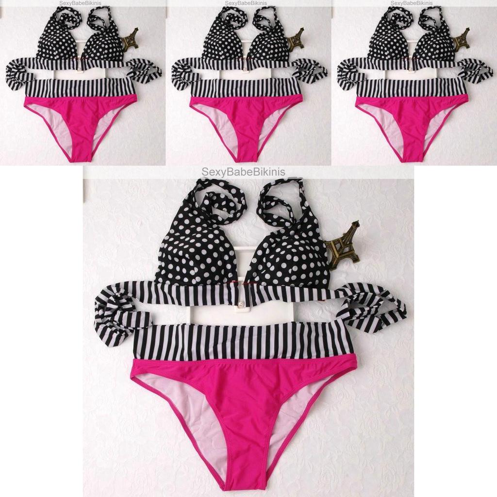 Chic And Sexy Women Swimwear Bathing Suit With Dotted Fringe And Stripe Design