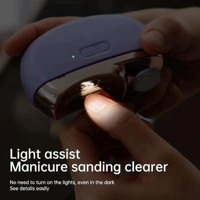 Elektrischer Nagelknipser Schleifen und Polieren mit Licht Automatischer Nageltrimmer Wiederaufladbarer Nagelschneider Maniküre für Baby Erwachsene