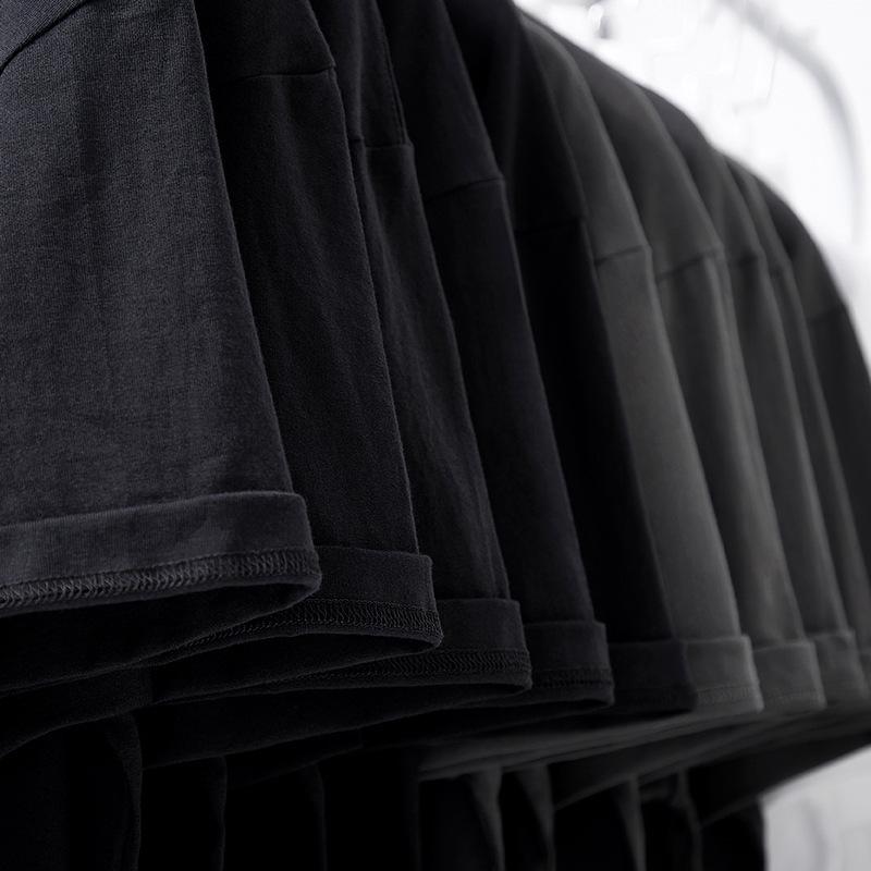 Heavy Solid Color Cotton Loose Round Neck Short Sleeve T-shirt Fashion Fashion Brand Men's Undershirt