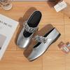 Summer new bag head cool slippers women wear high-end temperament square head women's shoes inner height increase silver Mary Jane shoes