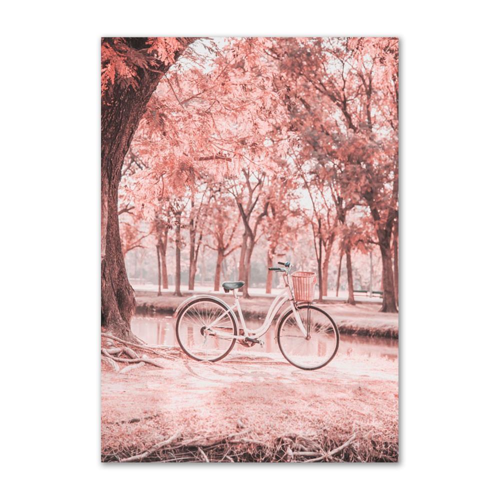 Rosa Blume Leinwand Malerei Wand Poster Und Drucke Retro Auto Fahrrad Paris Tower View Wand Kunst Bilder Für Wohnzimmer decor
