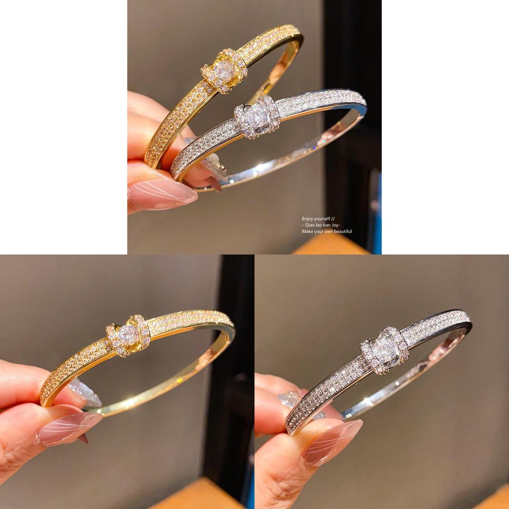 Geometrisches ovales Armreif-Armband mit Strassverzierungen für elegante Modeaccessoires