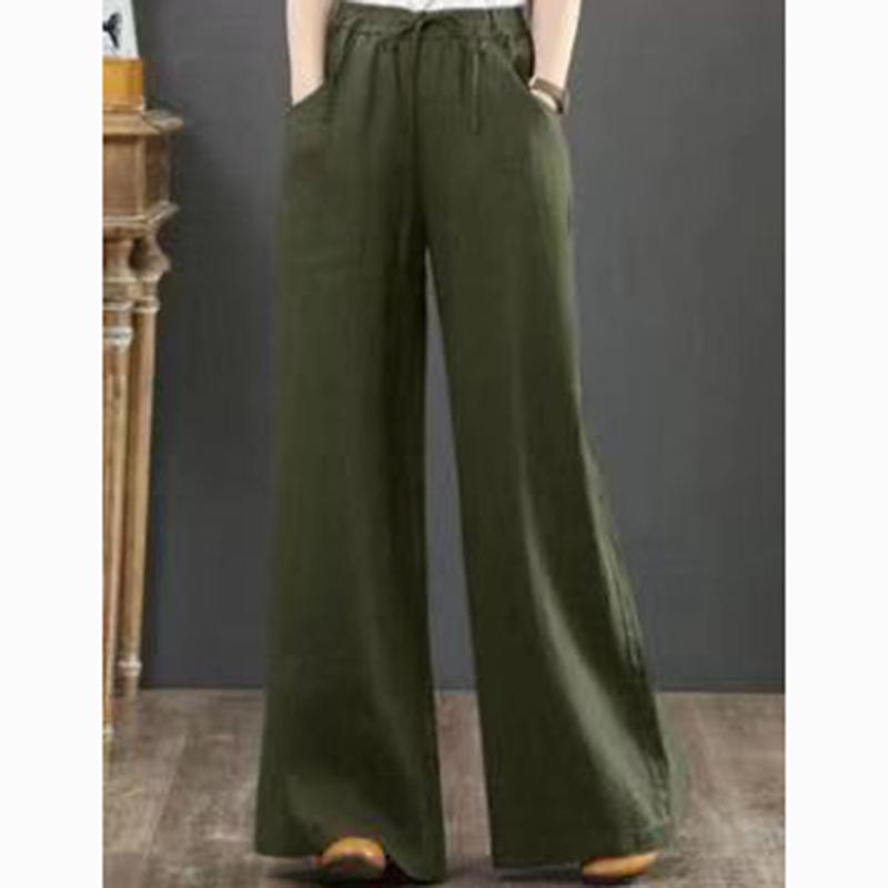 Primăvară și vară Pantaloni largi supradimensionați pentru femei Pantaloni casual cu talie înaltă Femei Plus Size Drepți Vintage Office Lady Pantaloni 24067