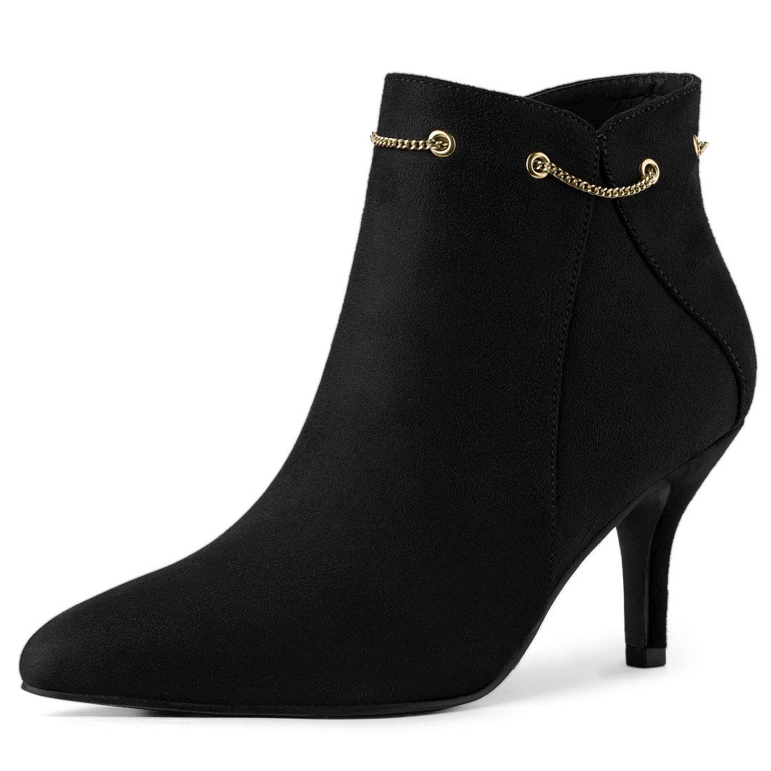 Allegra K Women s Black Ankle Boots with Side Zipper and Stiletto Heels Size 255cm 7260₽