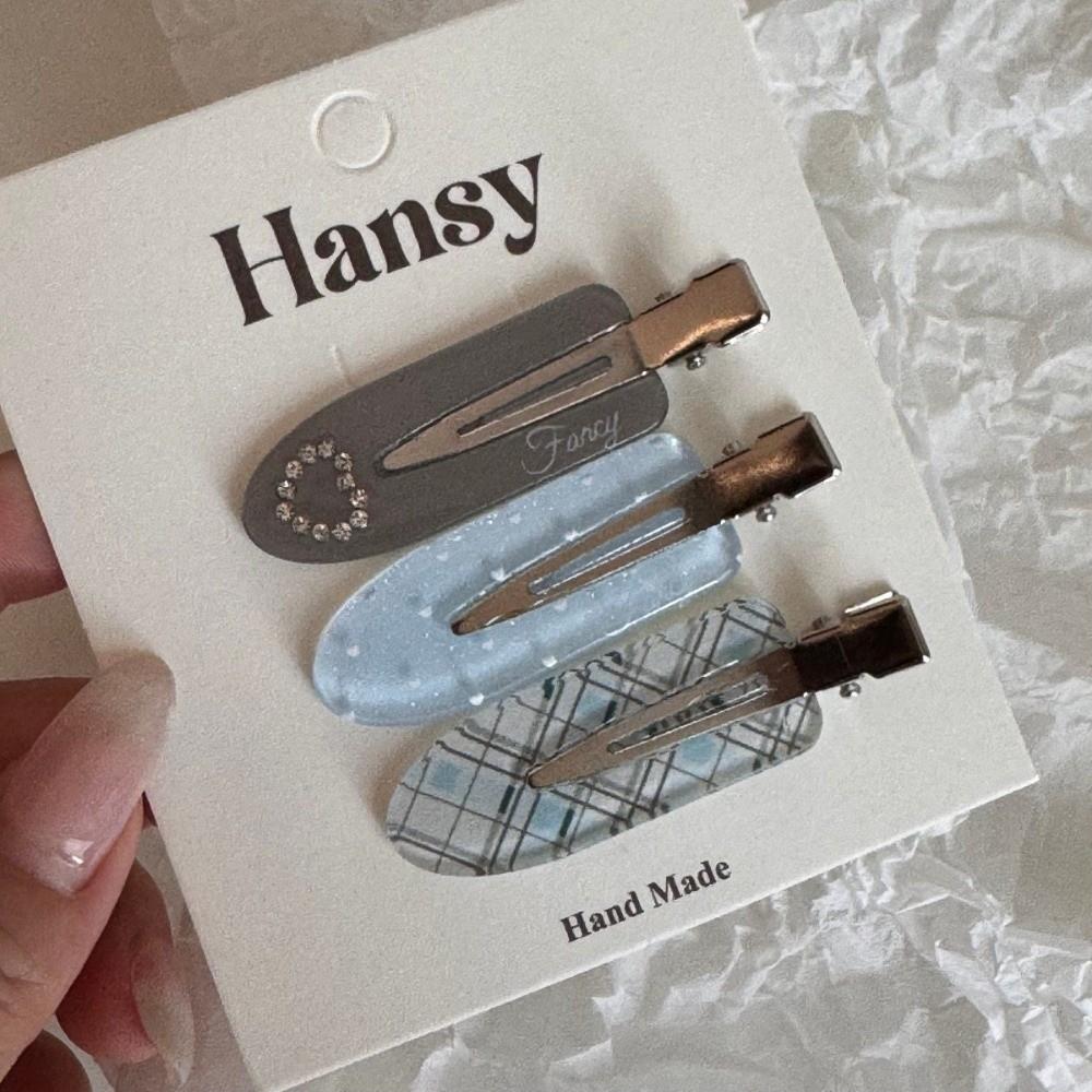 3 Pcs/set Acrylic Seamless Hair Clip Transparent Side Bangs Clip Cute Polka Dot Hairpin Set Party
