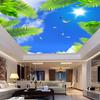 Blue Sky Ceiling Wallpaper White Clouds Coconut Trees Seagull Mural Bedroom Living Room Murals For Ceilings