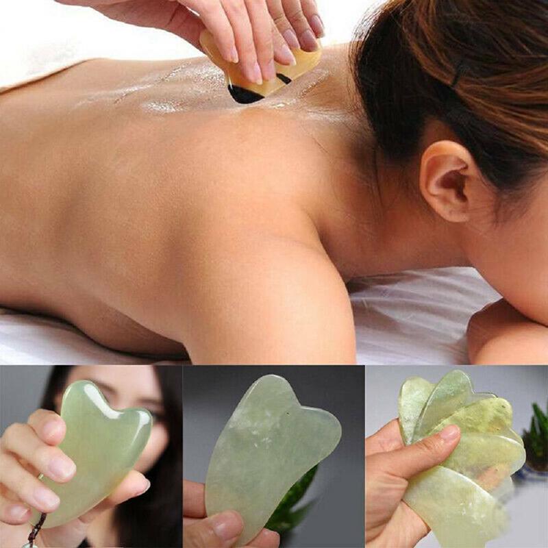 Gua Sha Natural Green Jade Quartz  Stone  Bodys Massage Board Tool