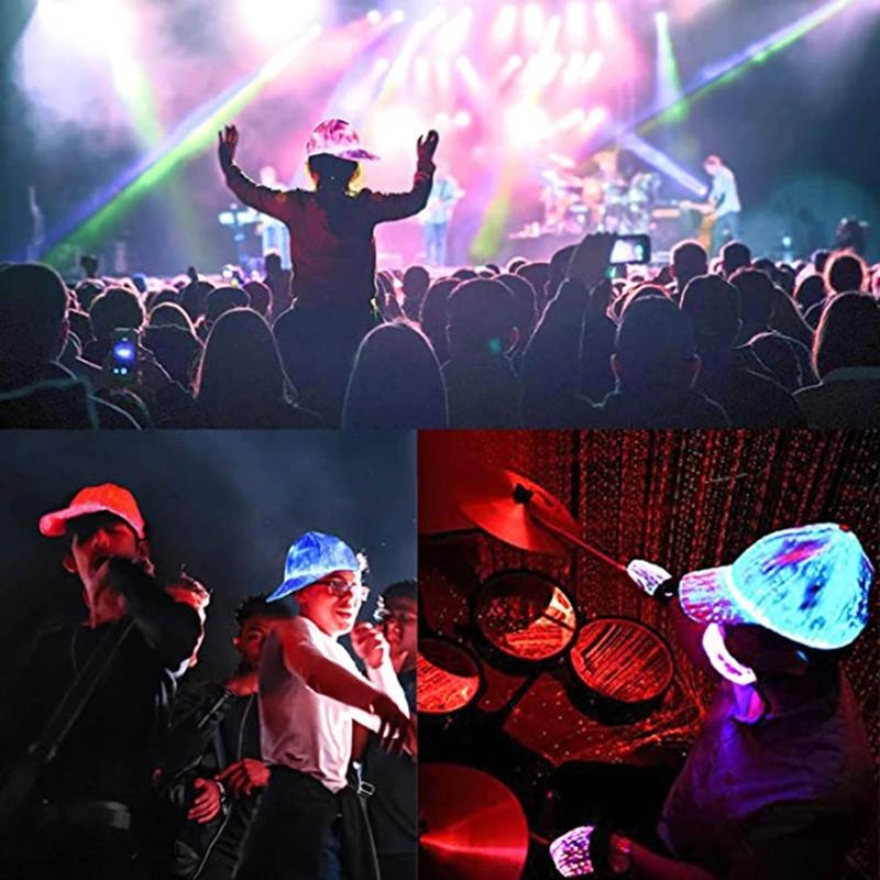 Erwachsenenhut Glänzende Baseballkappe Sonnenschutz LED Leuchtende Kappe Disco Party Baseballkappe Ganzjahres-Faseroptik-Kappe Hut