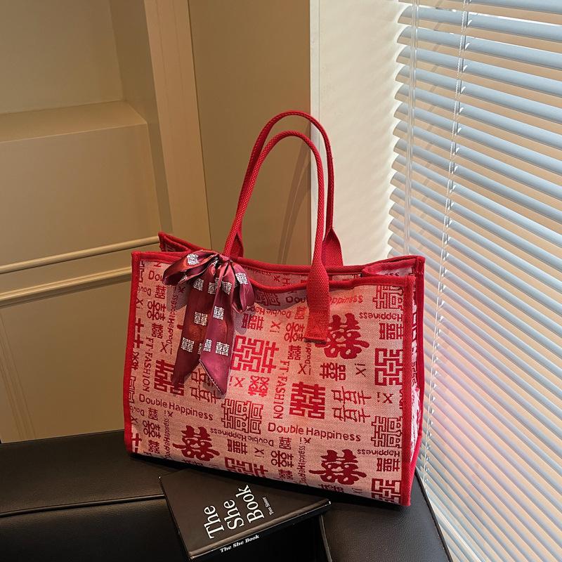 New Wedding Bag Women's Large-capacity Wedding Bag Red Tote Bag Handbag Fashionable Bride Bag