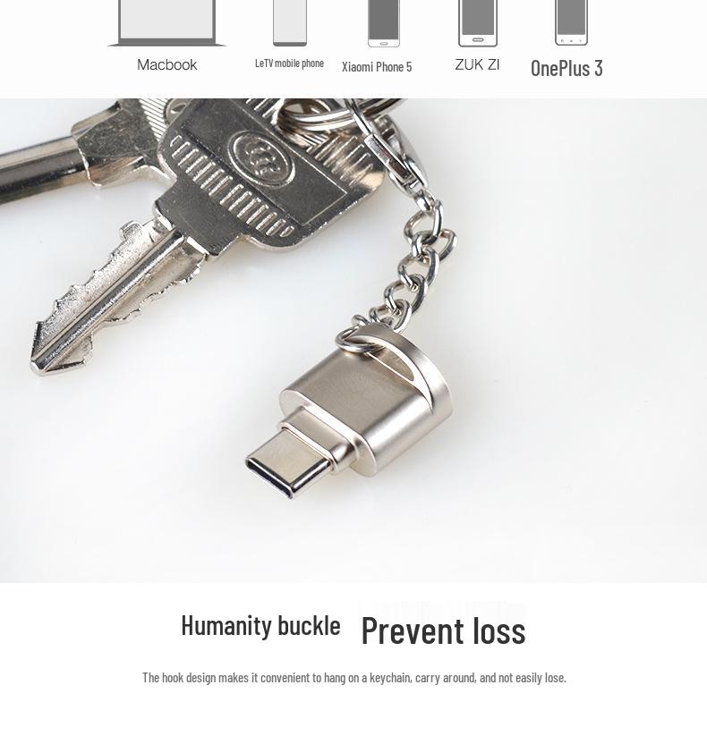Mini-Metall-TF-Kartenleser für USB-C & Android-Geräte