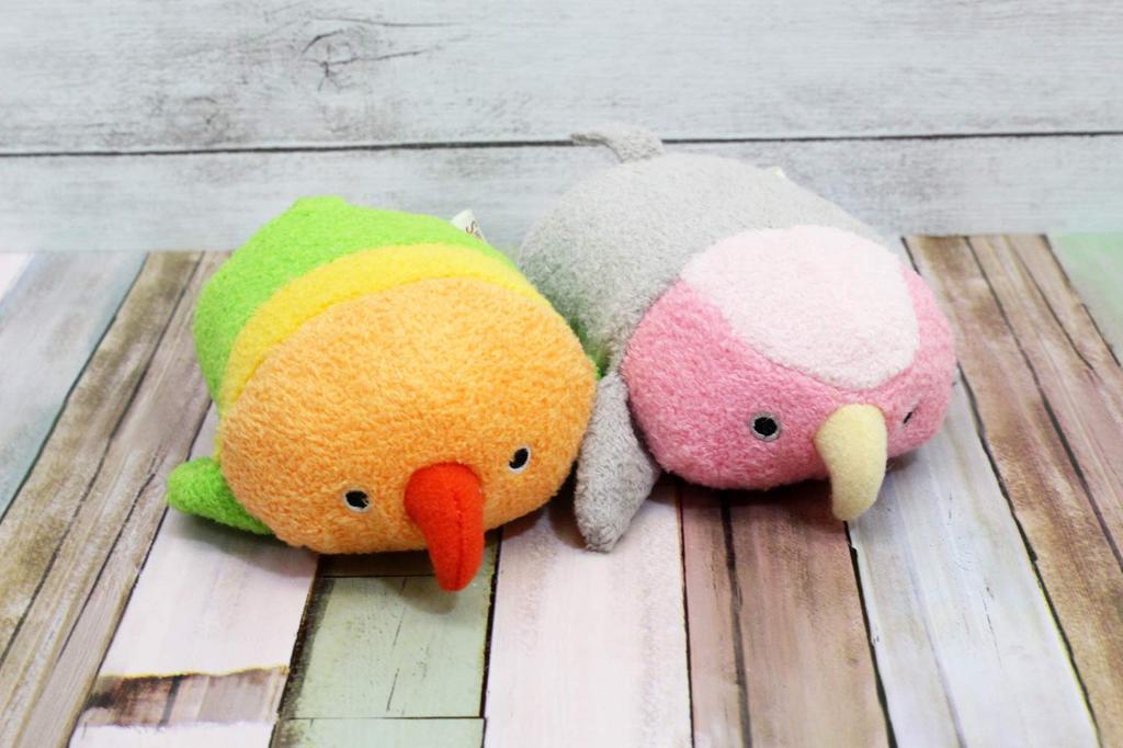 Shinada Nokkete Mame Fuku Lovebird Plush Toy, 6 x 10 x 5 cm, Animal Merchandise, MHNI-0068O
