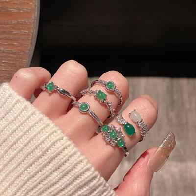 Emerald Series Open Ring Niche Design Simple Fashion Light Luxury Accessories Women