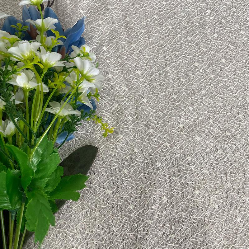 All-Polyester Non-Elastic Breathable Mesh Lace Fabric for Women's Wedding Dresses and Evening Gowns.