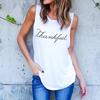 Girl Fashion Pretty Round Neck Sleeveless Vest Letter Printed Solid Color Tops