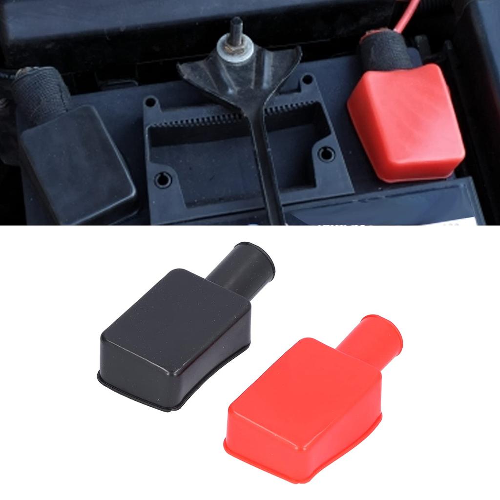 KIMISS 2pcs Terminal Cover, Universal Positive Negative Post Stud Cap Rubber Flexible Terminal Cap Insulated Protective Boots