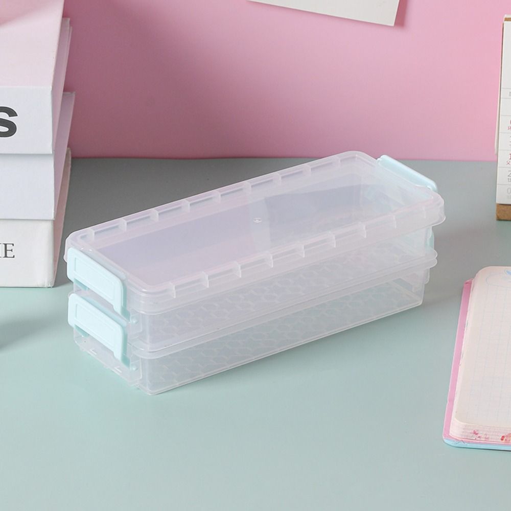 Multi-function Transparent Double-layer Pencil Case Desktop Storage Box Stationery Box Glasses Case