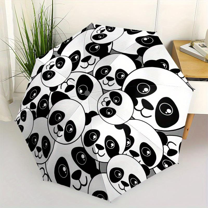 1pc Cute Panda Pattern Automatic Open/Close Umbrella - All-Season Portable Folding Parasol with Durable Frame, Compact Travel