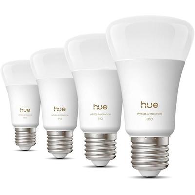 4er-Pack vernetzte LED-Lampen A60 - PHILIPS HUE - Warmweißes Licht - Sockel E27 - 6W - 1000-2000k - 810 Lumen