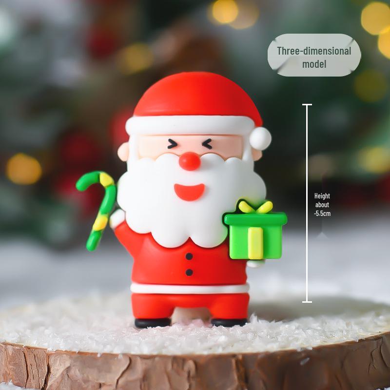 Popular Soft Glue Christmas Cake Ornaments: Santa Claus & Snowman Inserts for Holiday Party Desserts