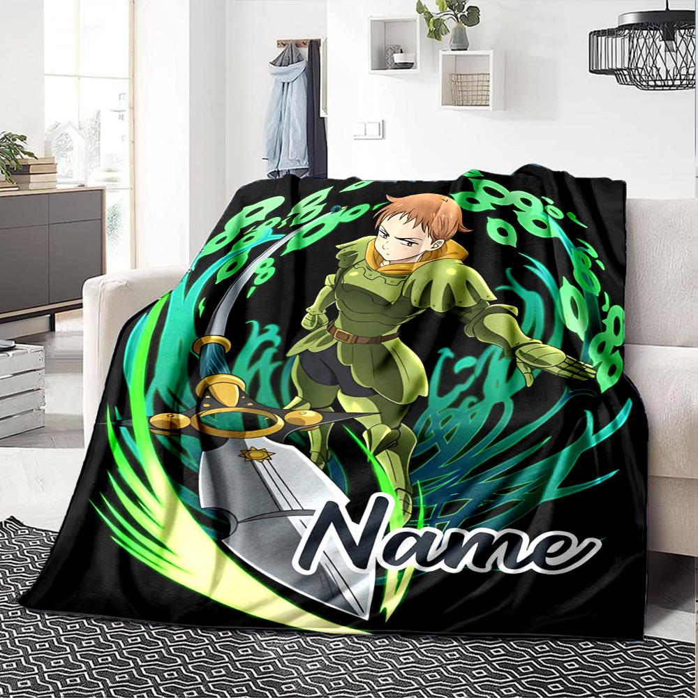 Customizable Seven Deadly Sins3 Throw Blanket – Personalized Name, All-Season Cozy Snug Blanket, Machine Washable, Personalized Blanket