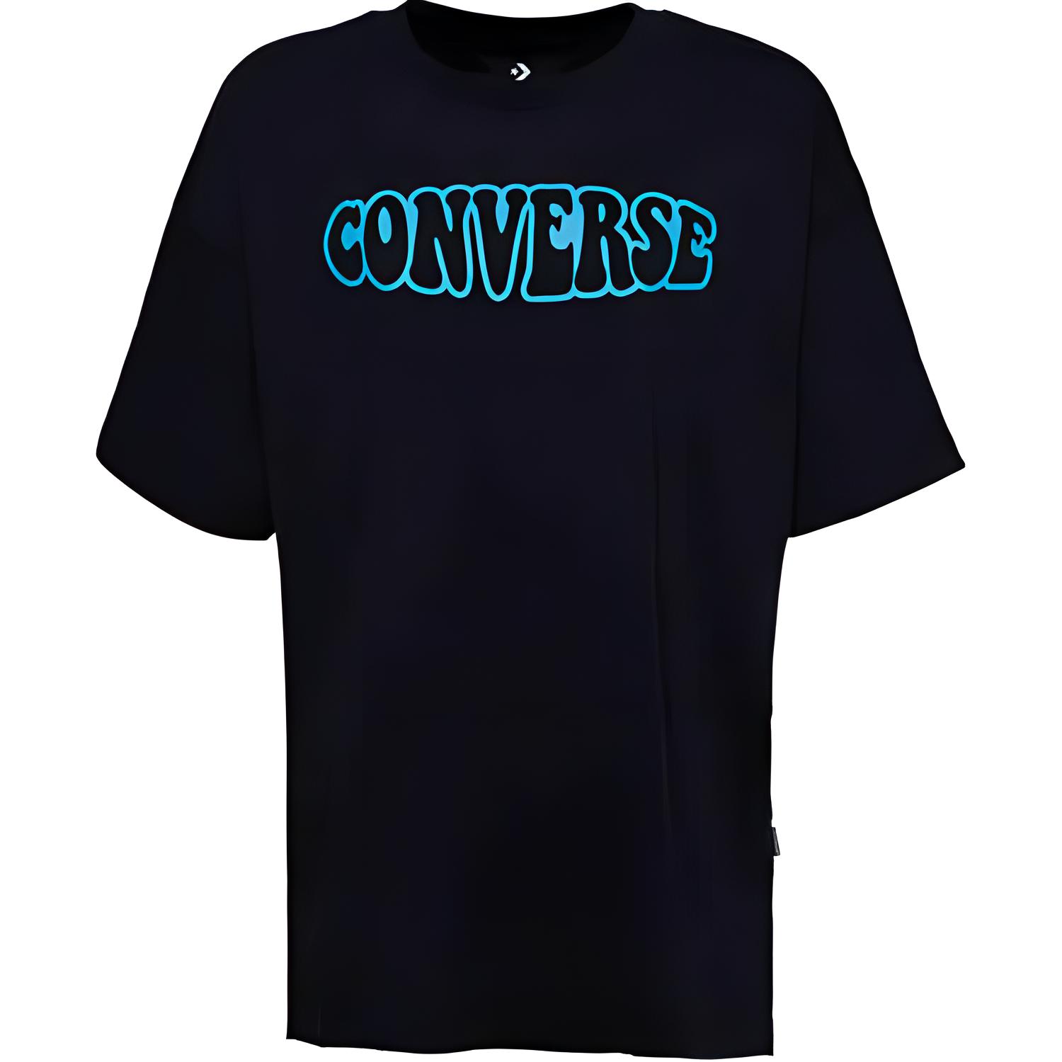Converse T Shirts Women s Black Crew Neck Moderate 10017795-A02 L