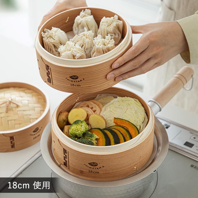 Shimoyama Bamboo Chinese Natural Bamboo and Single Steaming Steaming Steaming Healthy Easy for Beginners 18 X 18 Steamer, Steamer, Wood, Tier, Basket,