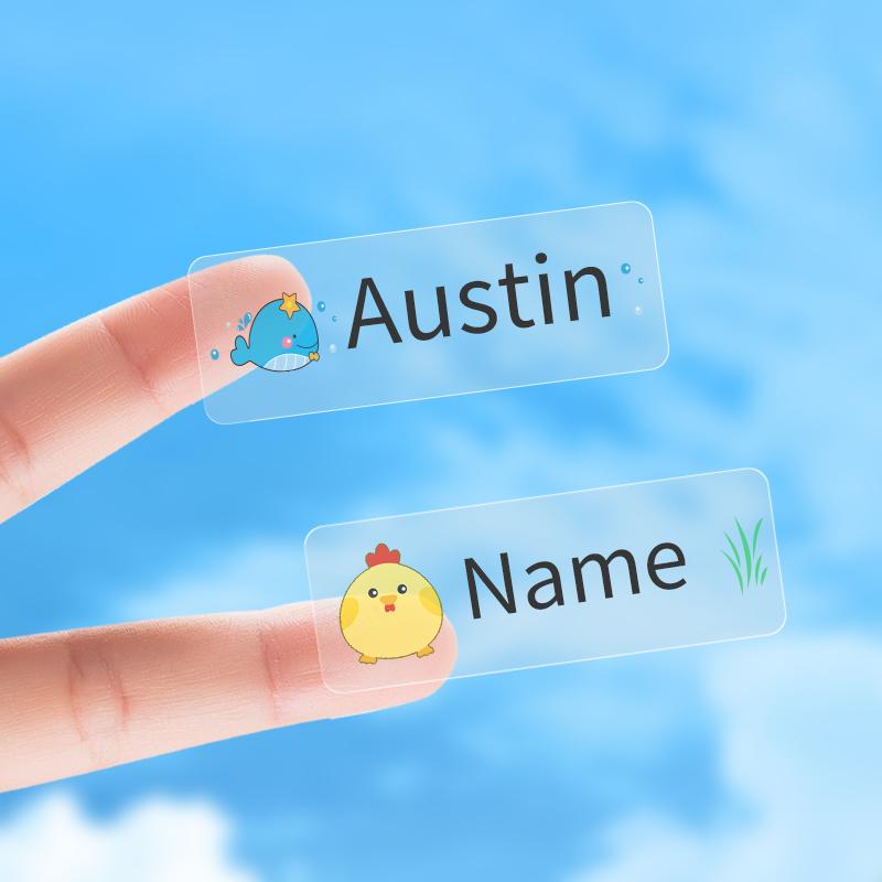 Personalized Waterproof Kids Labels - Transparent Custom Animal Stickers With Multilingual Names For Stationery Diy Crafts