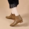 New Women'S Leather Ankle Boots-Low Heel Booties With Zipper, Soft Sole Comfortable Boots For Mothers, Fall/Winter  Shoes