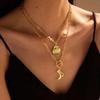 Women's Golden Western Cowboy Boots Pendant Necklace Personality Design Charm Jewelry