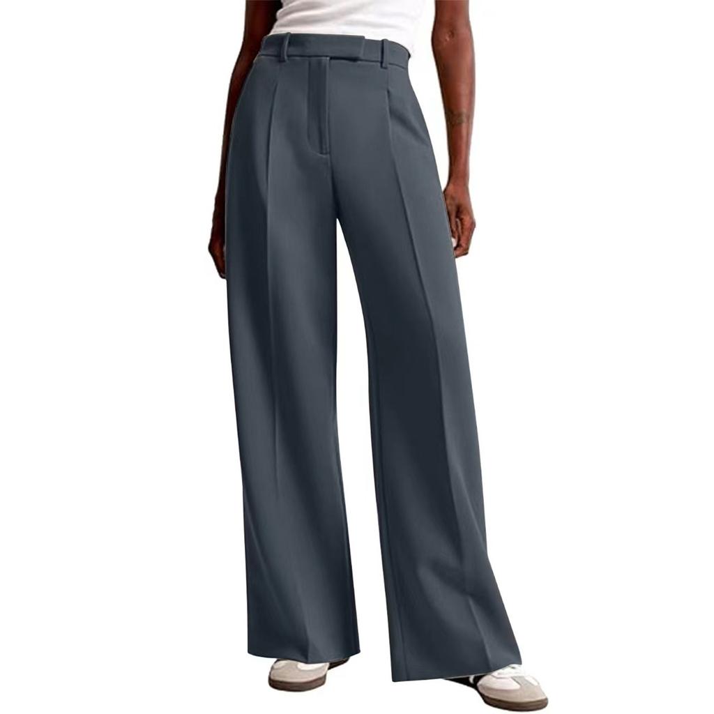 Pantaloni da donna casual e alla moda a tinta unita con tasche