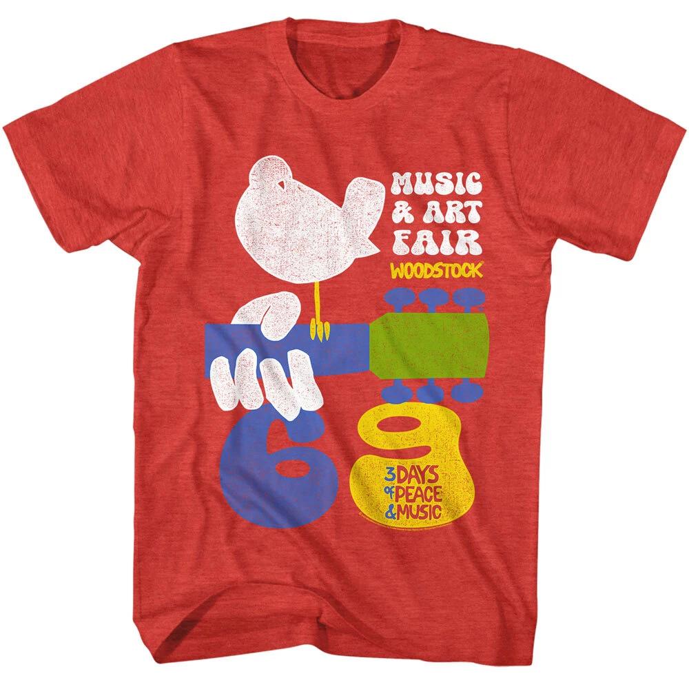 Woodstock 69 Guitar Neck Partridge 3 Days Peace & Music Art Fair Men s T Shirt M