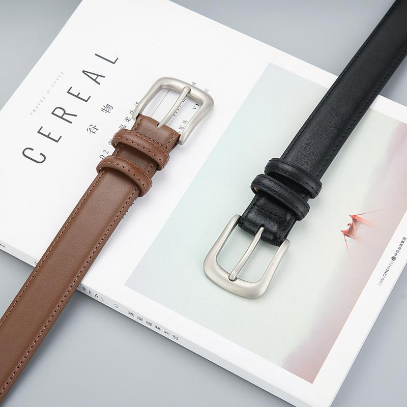 Vintage Leather Belt For Women And Men With Metal Pin Buckle And Twolayer Cowhide For Casual Dress