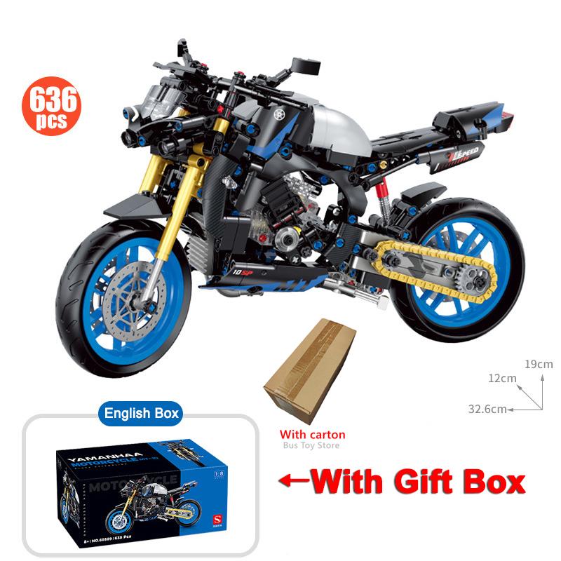 Technical Motorcycle Building Blocks Bricks Harleys Motorbike Locomotive Road Racer Toy for Kid Christmas New Year Gift