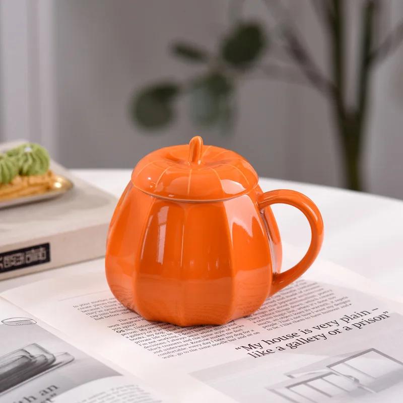 

Halloween Gifts Pumpkin Cup Ceramic Mugs Office Coffee Mugs Milk Mugs Water Cup with Lid Breakfast Cups Milk Tea Cups Tea Mug 300ML оранжевый